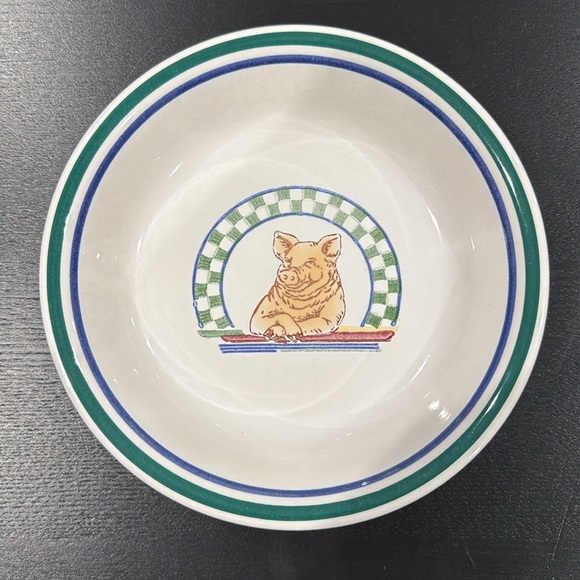 Century Stoneware Fannie's Farm Serving Bowl and 4 Plates Set - Picture 8 of 13